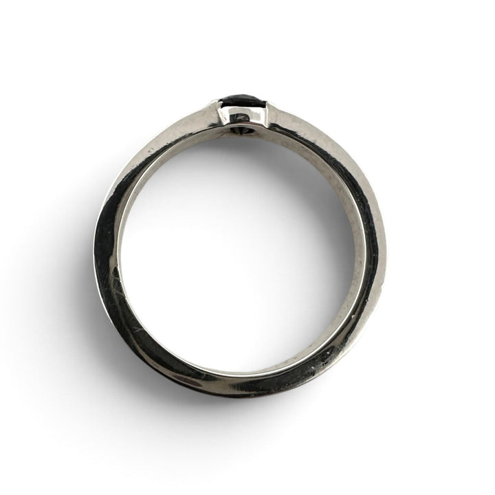 0.31ct Black Round Brilliant Diamond Solitaire Engagement Ring in Sterling Silver and Platinum