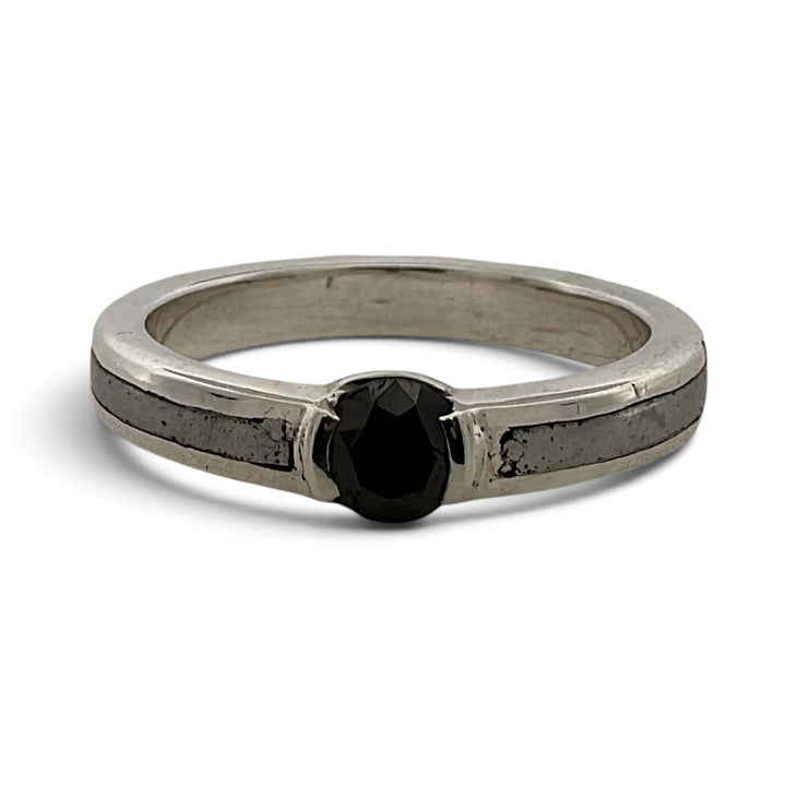 0.31ct Black Round Brilliant Diamond Solitaire Engagement Ring in Sterling Silver and Platinum