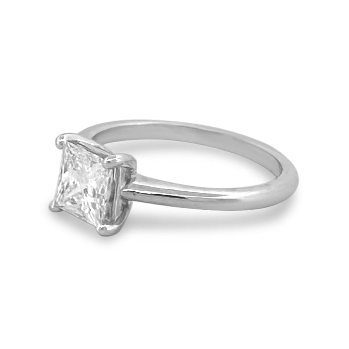 1.06cts Princess Cut Natural Diamond Solitaire Engagement Ring in 14k White Gold