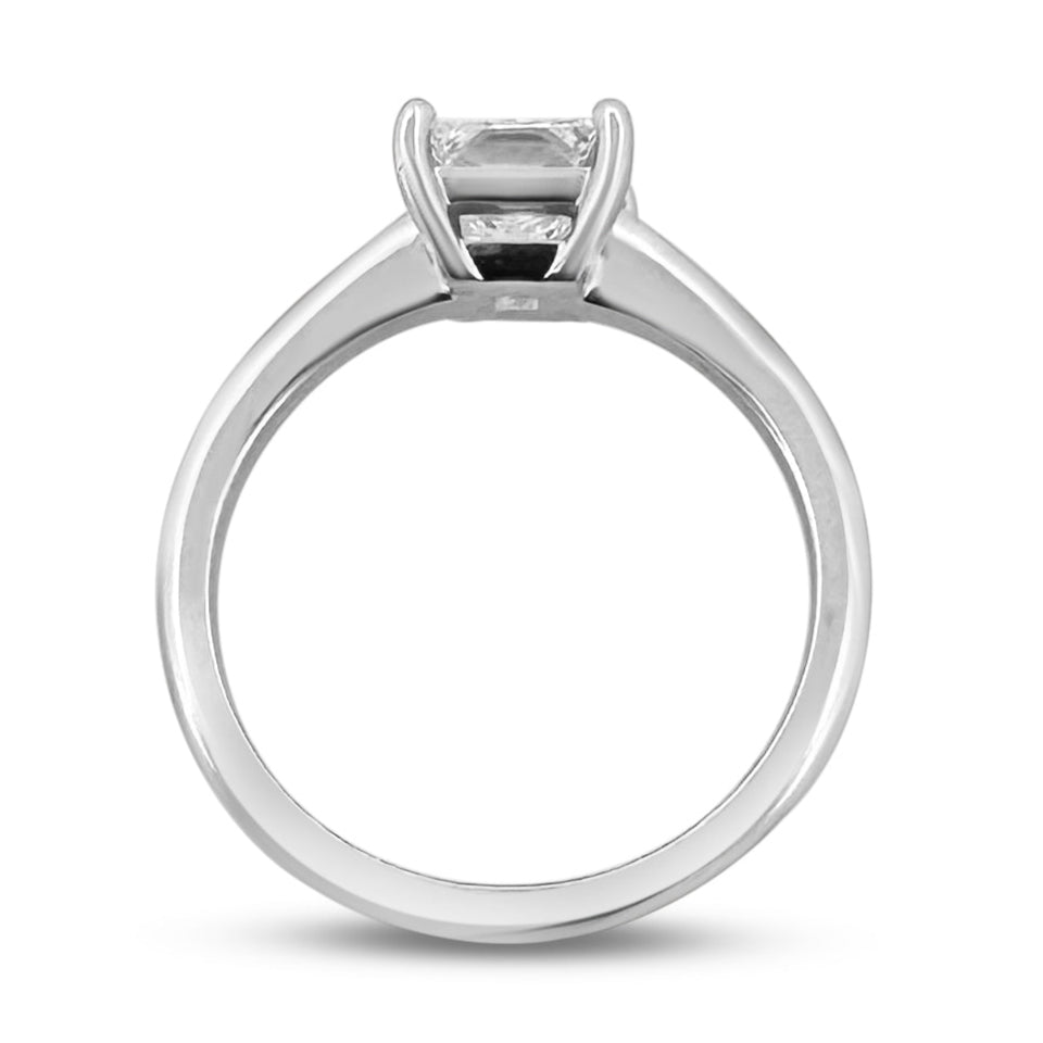 1.06cts Princess Cut Natural Diamond Solitaire Engagement Ring in 14k White Gold