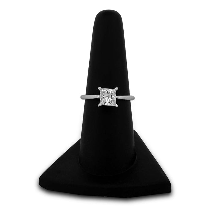1.06cts Princess Cut Natural Diamond Solitaire Engagement Ring in 14k White Gold