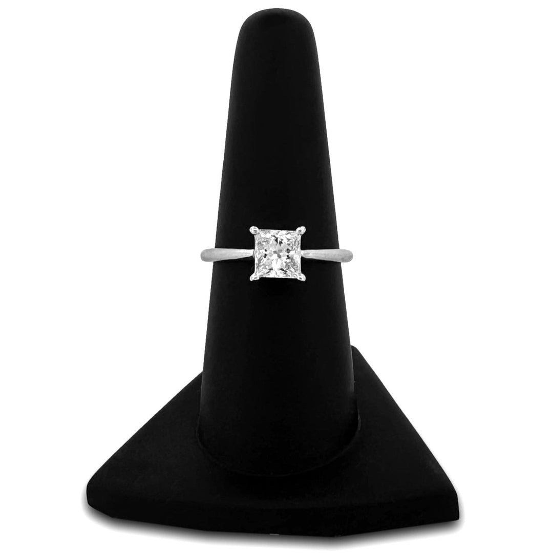 1.06cts Princess Cut Natural Diamond Solitaire Engagement Ring in 14k White Gold