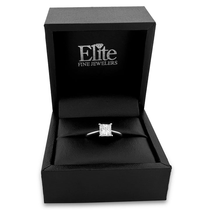 1.06cts Princess Cut Natural Diamond Solitaire Engagement Ring in 14k White Gold