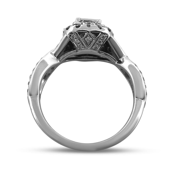 EGL Graded 1.14ctw Princess Cut with Round Brilliant Halo Natural Diamond Engagement Ring in 14k White Gold by Neil Lane