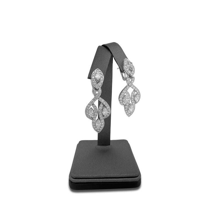 5.65ctw Marquise & Round Brilliant Natural Diamond Statement Earrings in 18k White Gold