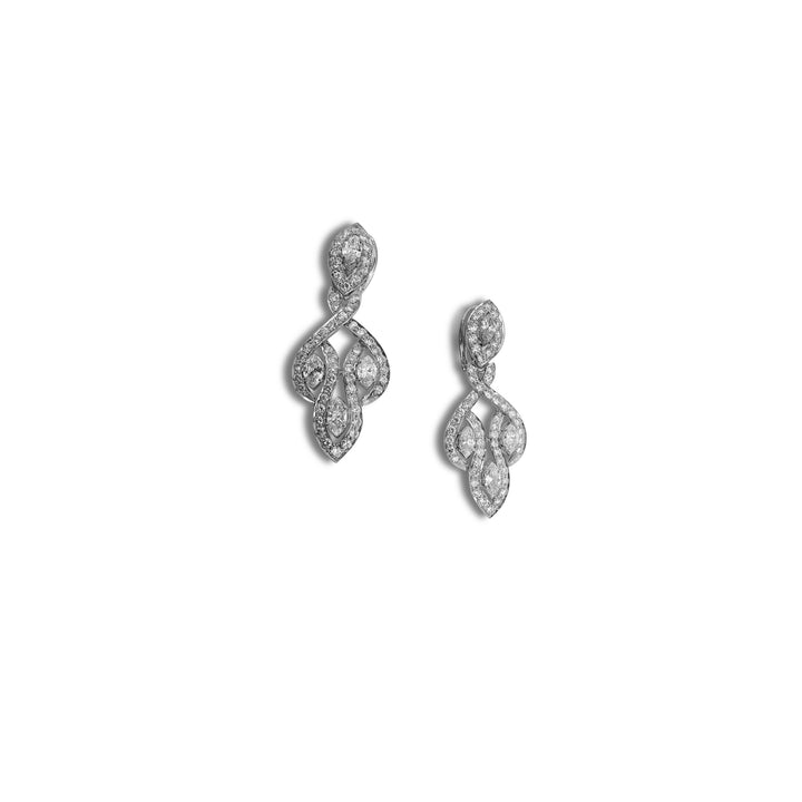 5.65ctw Marquise & Round Brilliant Natural Diamond Statement Earrings in 18k White Gold