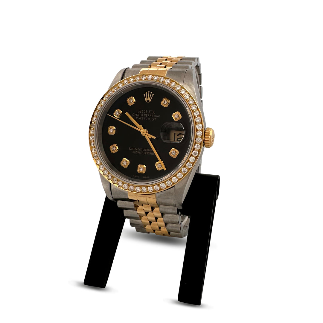 Sold! Rolex 36mm Two-tone 1995 Datejust with Diamonds Stainless Steel and 18k Yellow Gold Watch