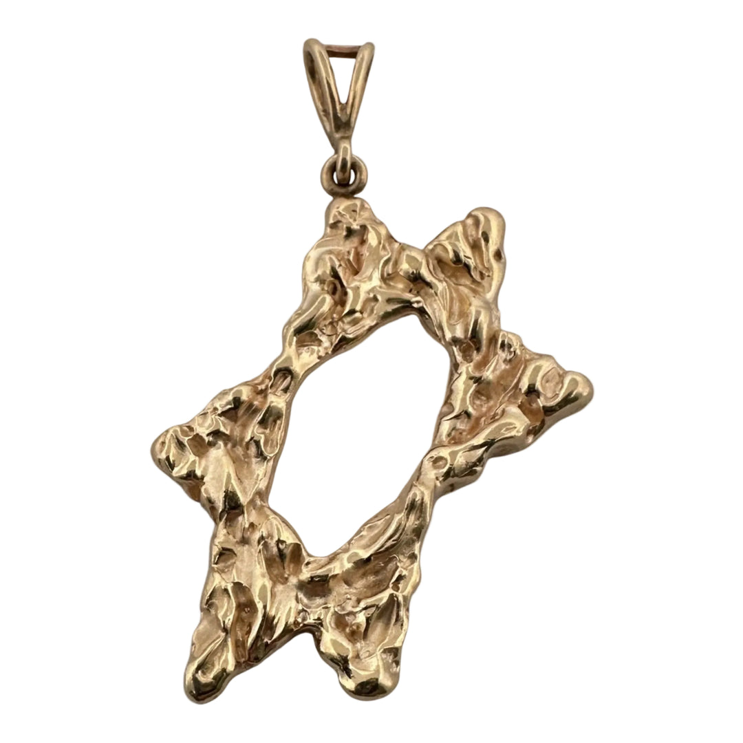 Star of David Organic Pendant in 14k Yellow Gold