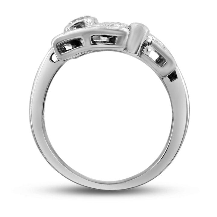 Vintage Natural Diamond Swirl Cocktail Ring in 14k White Gold