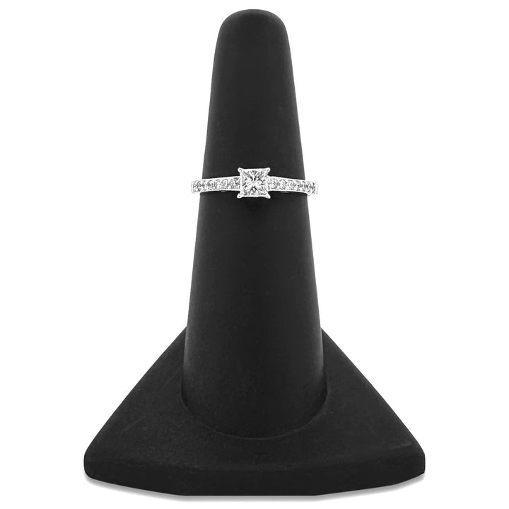 0.45ctw Princess Cut & Round Brilliant Natural Diamond Engagement Ring in 18k White Gold