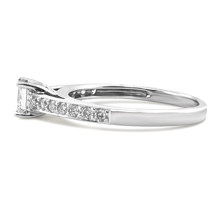 0.45ctw Princess Cut & Round Brilliant Natural Diamond Engagement Ring in 18k White Gold