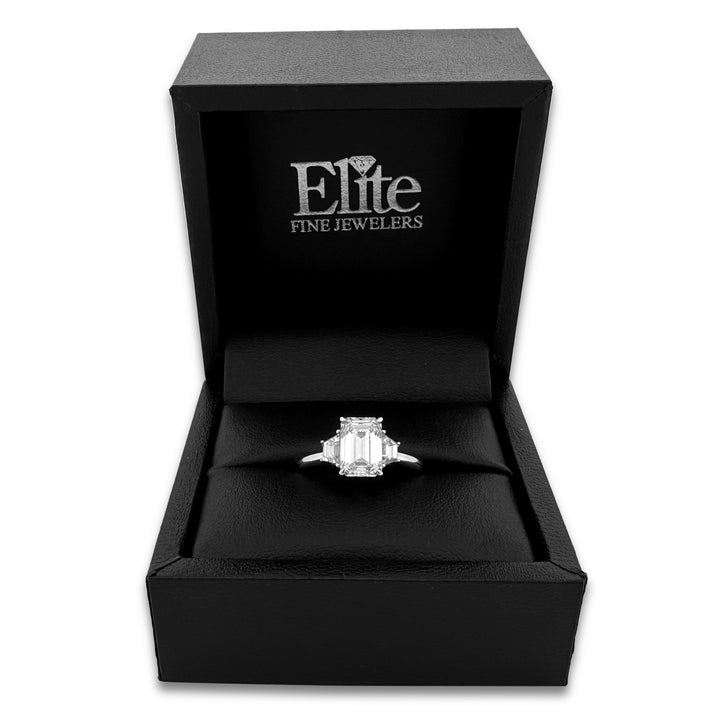 IGI Graded 2.67ctw Emerald Cut & Trapezoid Lab-Grown Diamond Engagement Ring 14k White Gold