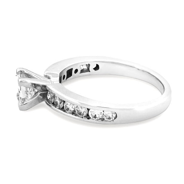 GIA Graded 0.60ct Princess Cut with Round Brilliants Natural Diamond Engagement Ring in 14k White Gold