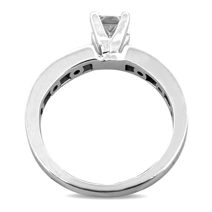 GIA Graded 0.60ct Princess Cut with Round Brilliants Natural Diamond Engagement Ring in 14k White Gold