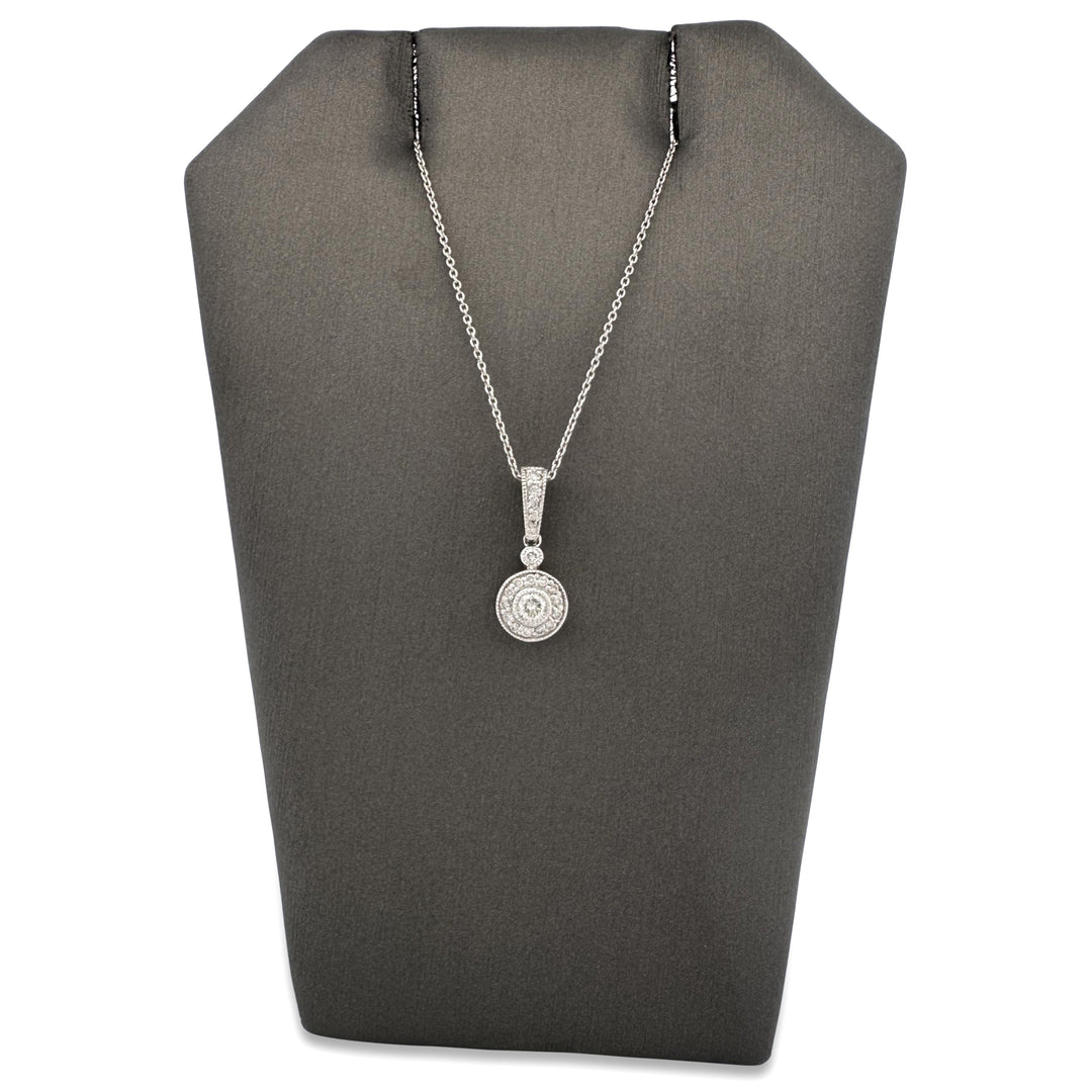 0.30ctw Round Brilliant Natural Diamond Halo Pendant Necklace in 14k White Gold
