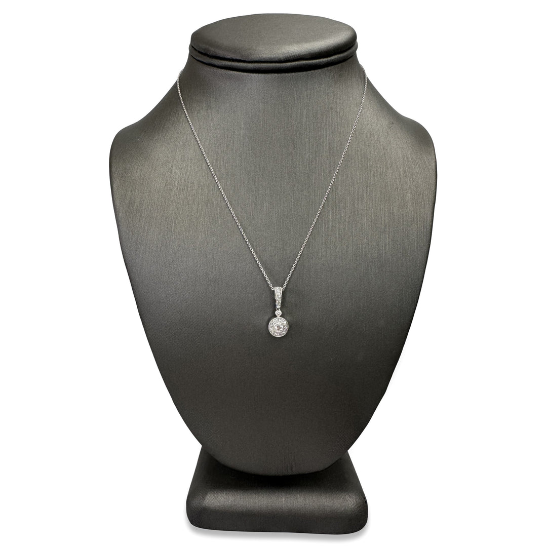 0.30ctw Round Brilliant Natural Diamond Halo Pendant Necklace in 14k White Gold