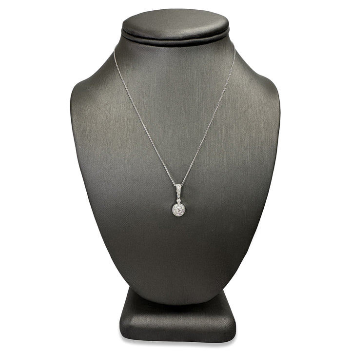 0.30ctw Round Brilliant Natural Diamond Halo Pendant Necklace in 14k White Gold