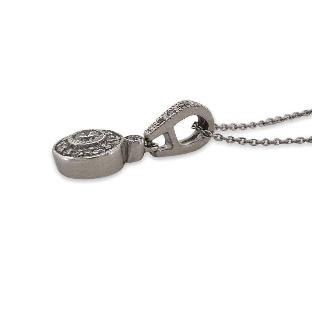 0.30ctw Round Brilliant Natural Diamond Halo Pendant Necklace in 14k White Gold