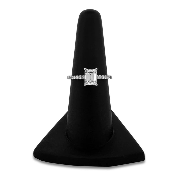 GIA Graded 1.01 Emerald Cut Center With Round Brilliants Natural Diamond Engagement Ring in 14k White Gold