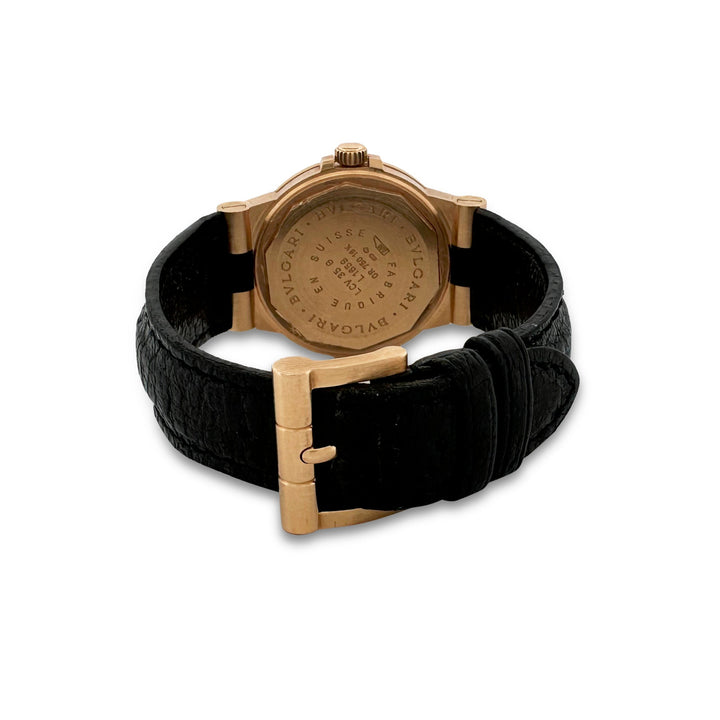 Bvlgari Diagono 18k Yellow Gold Automatic Leather Strap Watch