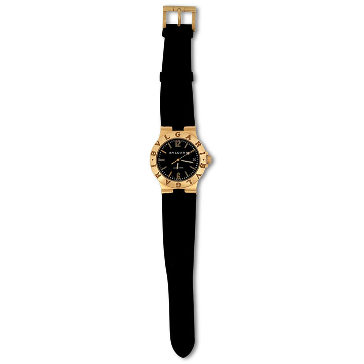 Bvlgari Diagono 18k Yellow Gold Automatic Leather Strap Watch