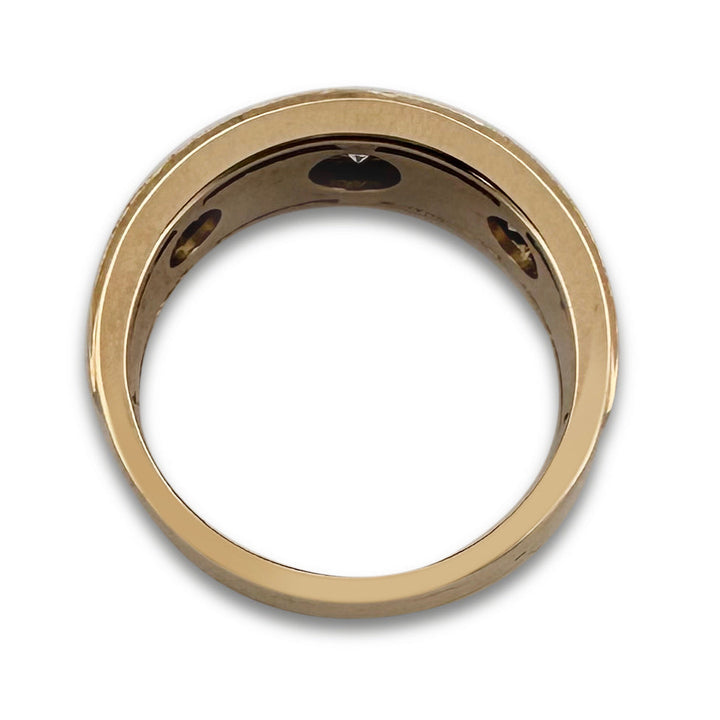 0.90ctw Round Brilliant Natural Diamond Men's 9-Stone Band in 10k Two-tone Gold