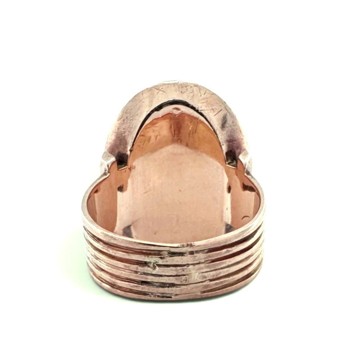 Vintage Carved Sardonyx Hardstone Roman Soldier Cameo Ring in 14k Yellow Gold