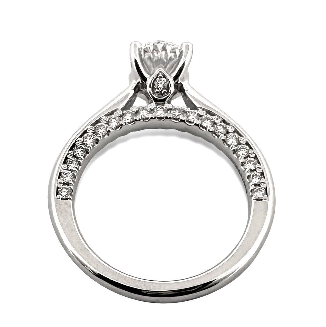 GSI Graded 2.10ctw Oval With Round Brilliants Lab-Grown Diamond Engagement Ring in 14k White Gold