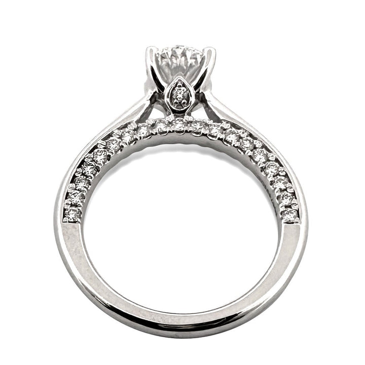 GSI Graded 2.10ctw Oval With Round Brilliants Lab-Grown Diamond Engagement Ring in 14k White Gold