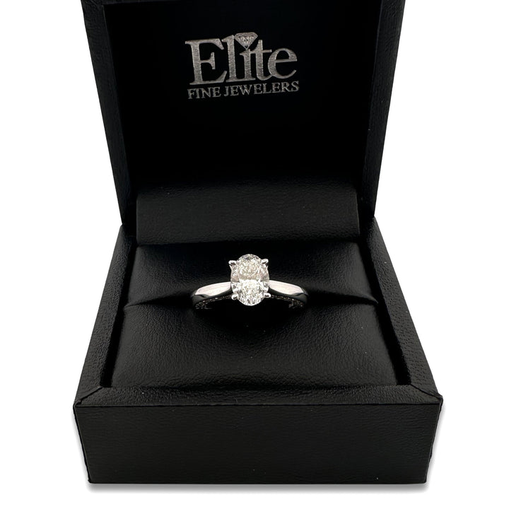 GSI Graded 2.10ctw Oval With Round Brilliants Lab-Grown Diamond Engagement Ring in 14k White Gold