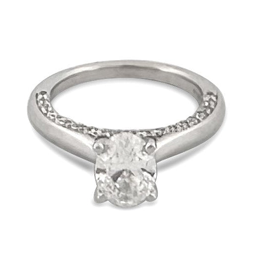 GSI Graded 2.10ctw Oval With Round Brilliants Lab-Grown Diamond Engagement Ring in 14k White Gold