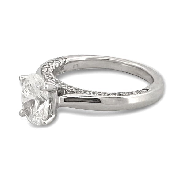 GSI Graded 2.10ctw Oval With Round Brilliants Lab-Grown Diamond Engagement Ring in 14k White Gold
