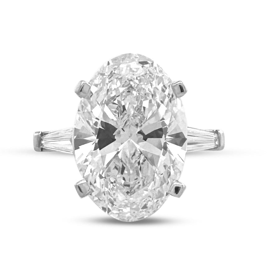 IGI Graded 5.08ct Oval Lab-Grown Diamond 3-Stone Engagement Ring in Platinum