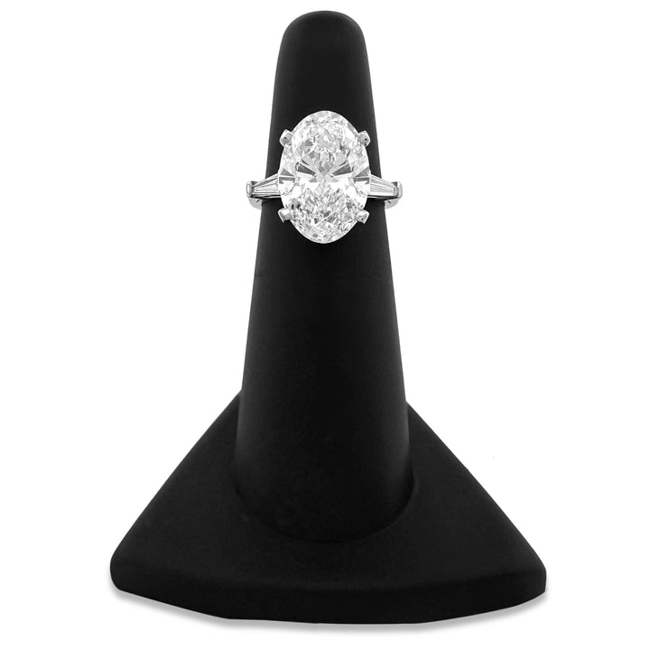 IGI Graded 5.08ct Oval Lab-Grown Diamond 3-Stone Engagement Ring in Platinum
