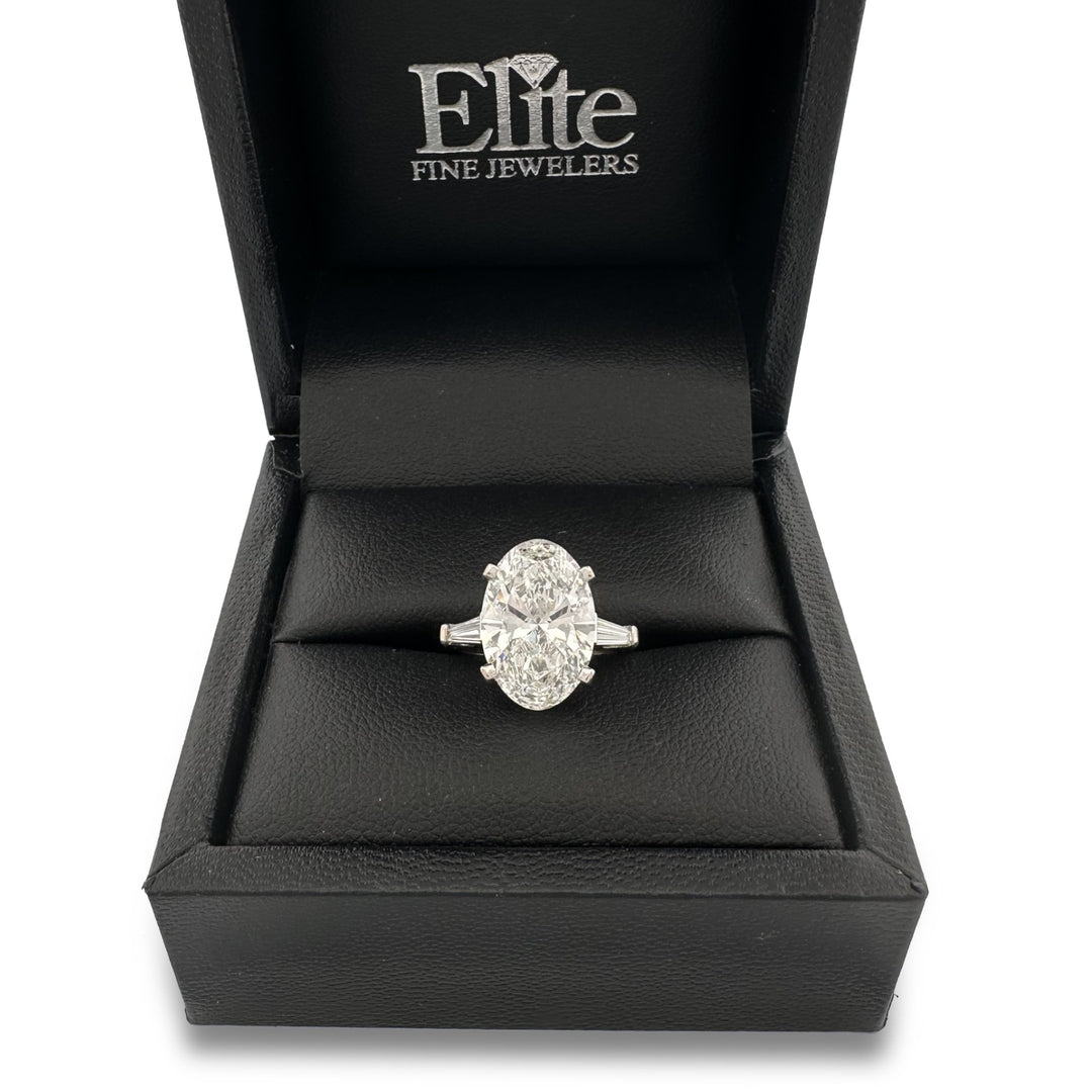 IGI Graded 5.08ct Oval Lab-Grown Diamond 3-Stone Engagement Ring in Platinum