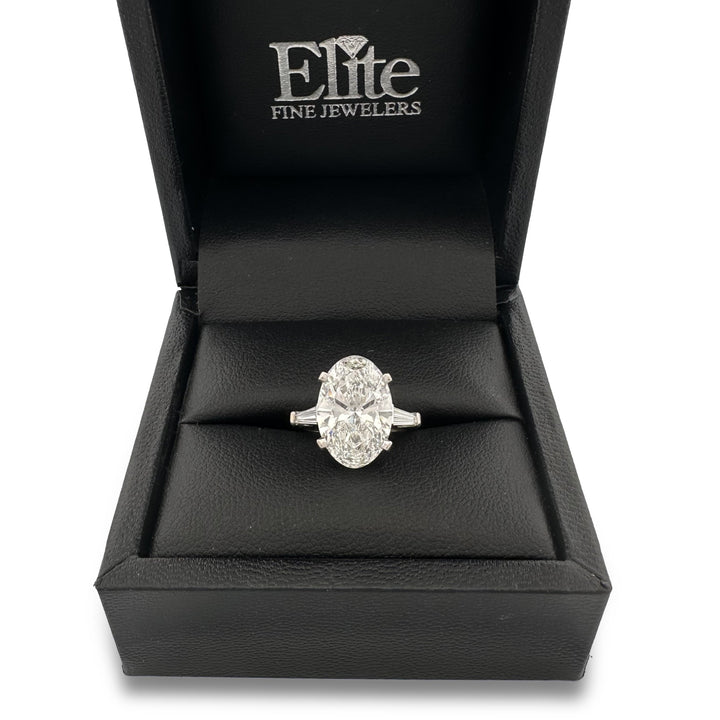 IGI Graded 5.08ct Oval Lab-Grown Diamond 3-Stone Engagement Ring in Platinum