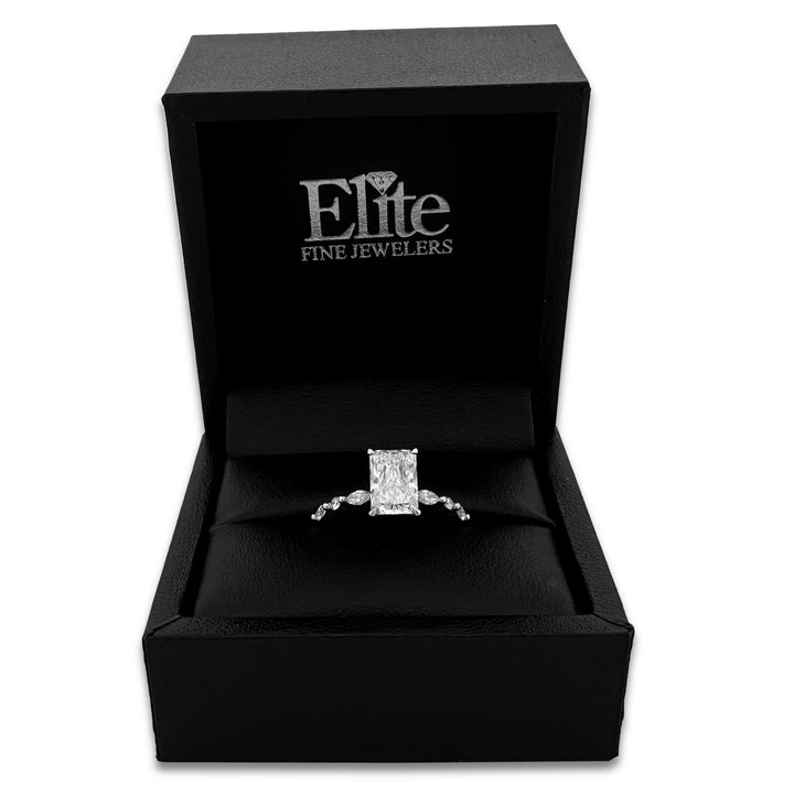 IGI Graded 2.29ctw Radiant Cut with Marquise & Round Lab-Grown Diamond Engagement Ring 14k White Gold