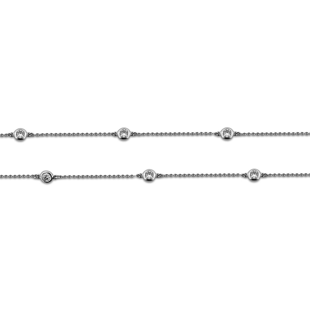 1.05ctw Round Brilliant Lab-Grown Diamonds by the Yard Station Necklace in 14k White Gold