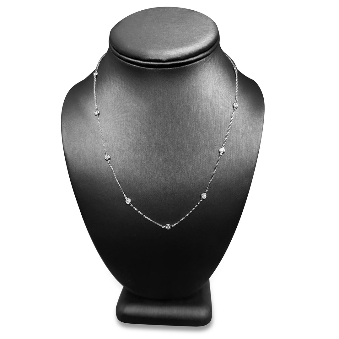 1.05ctw Round Brilliant Lab-Grown Diamonds by the Yard Station Necklace in 14k White Gold