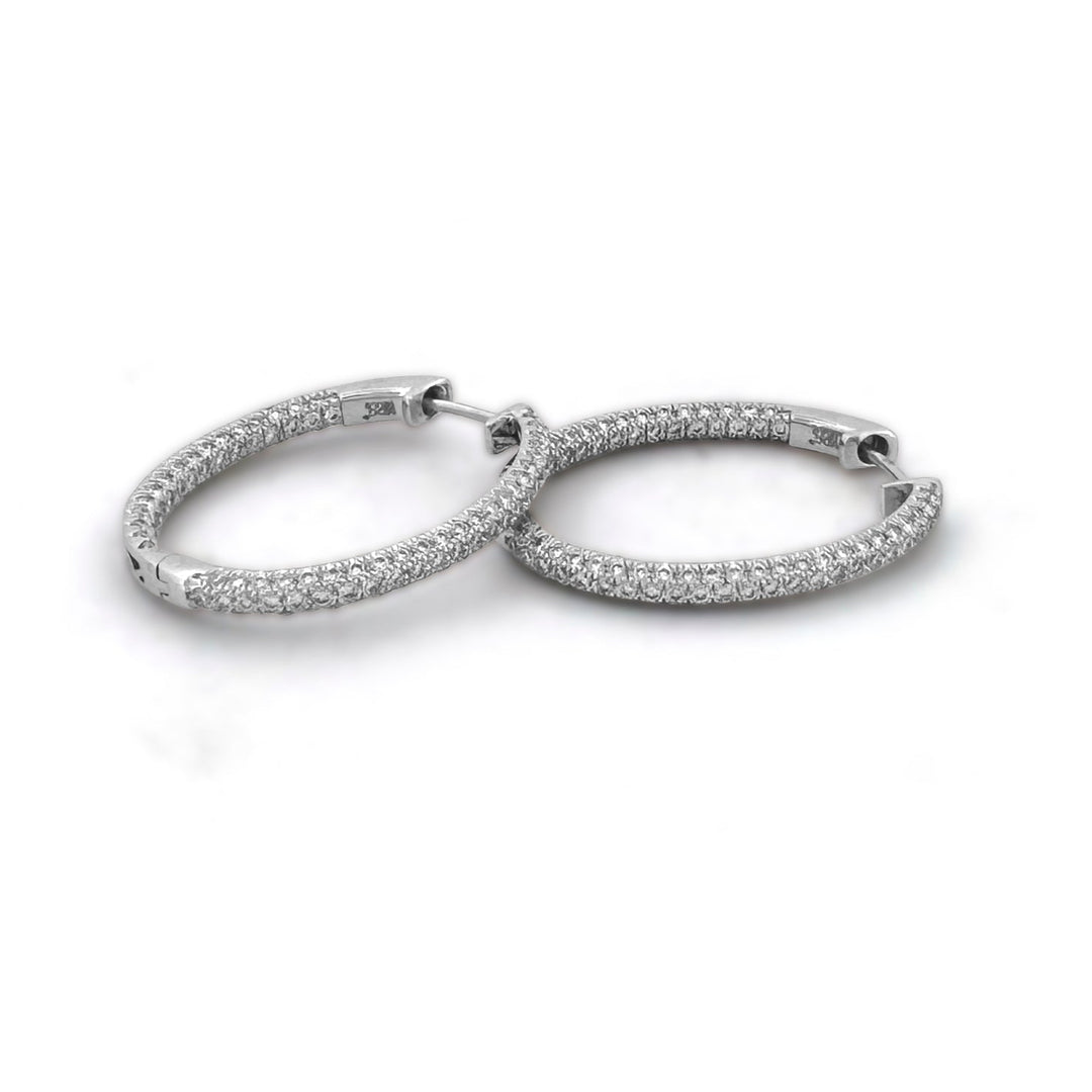 2.43ctw Round Brilliant Lab-Grown Diamond Inside-Out Hoop Earrings in 14kt White Gold