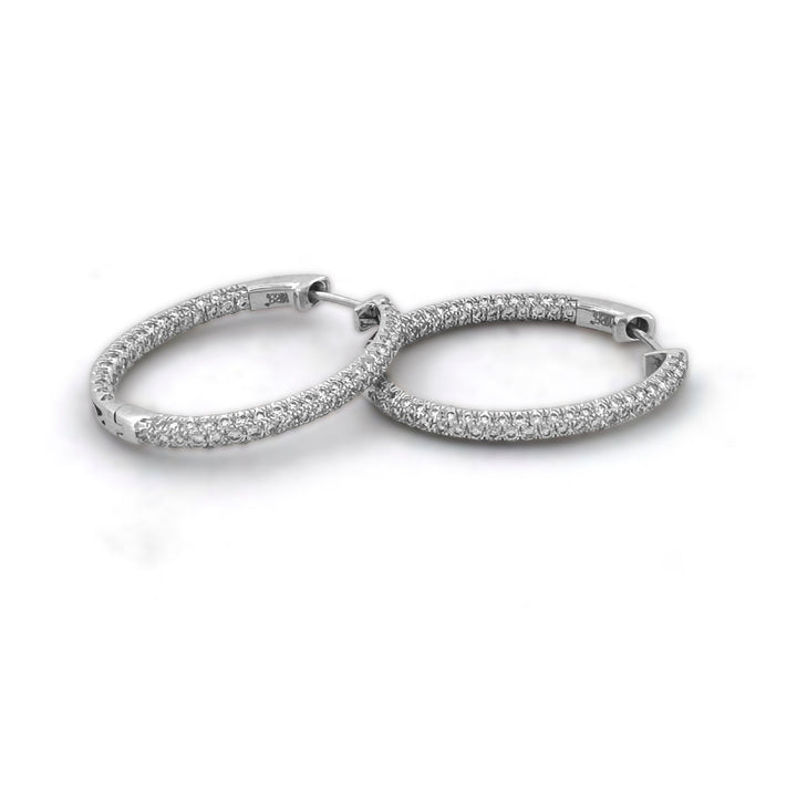 2.43ctw Round Brilliant Lab-Grown Diamond Inside-Out Hoop Earrings in 14kt White Gold