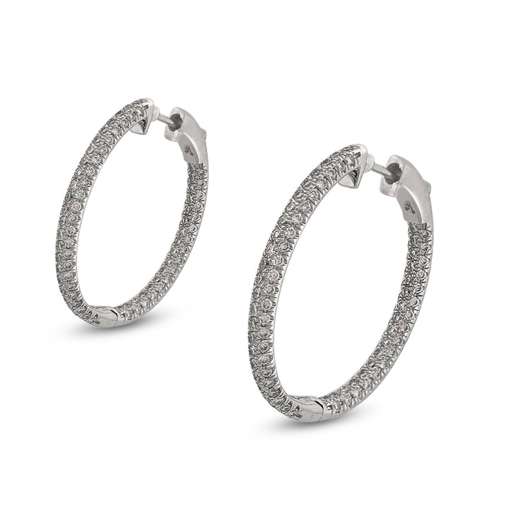 2.43ctw Round Brilliant Lab-Grown Diamond Inside-Out Hoop Earrings in 14kt White Gold