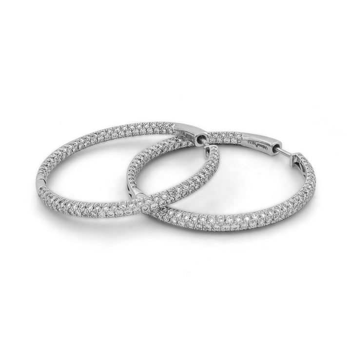 4ctw Lab-Grown Diamond Inside-Out Hoop Earrings in 14kt White Gold