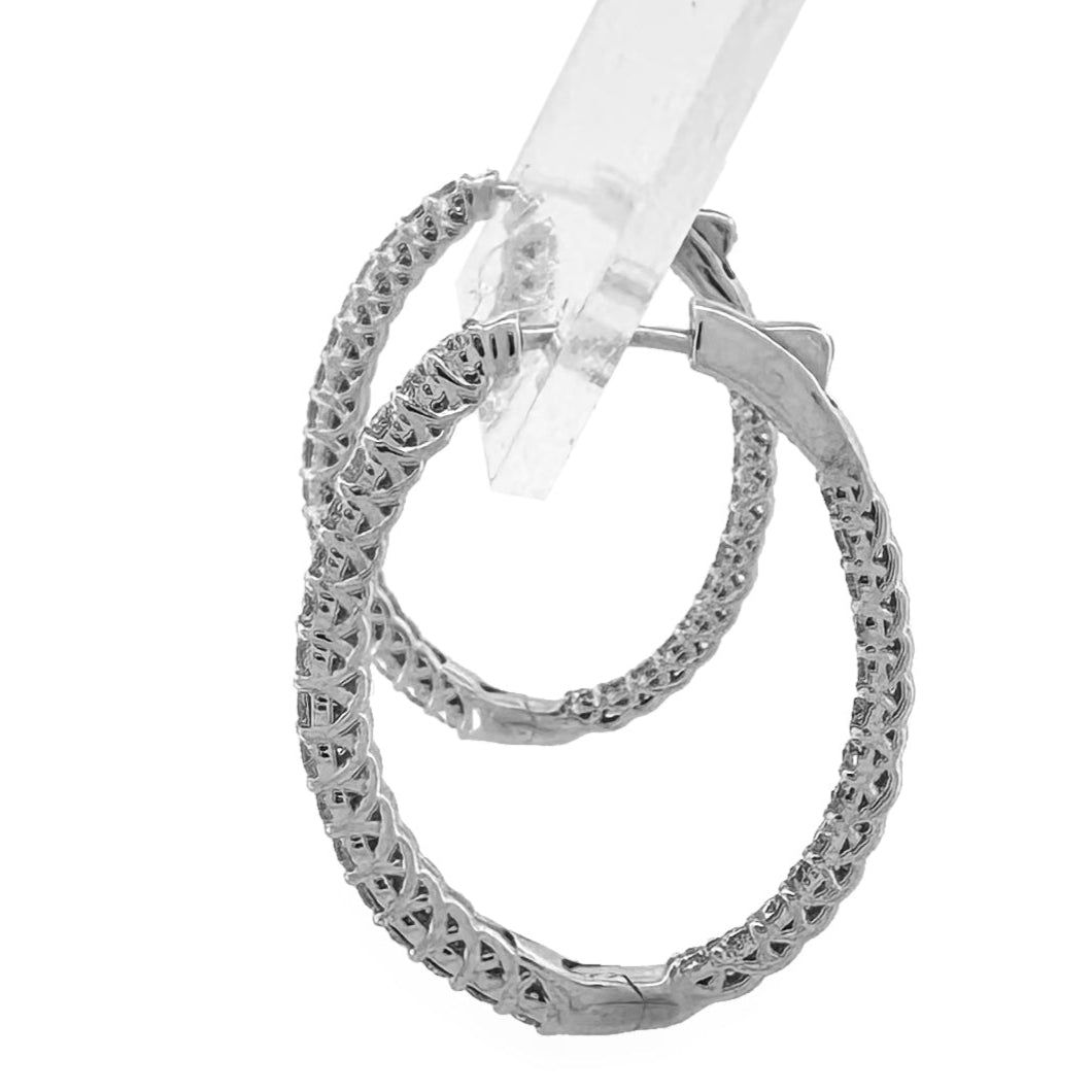 1.51ctw Round Brilliant Lab-Grown Diamond Inside-Out Hoop Earrings in 14kt White Gold