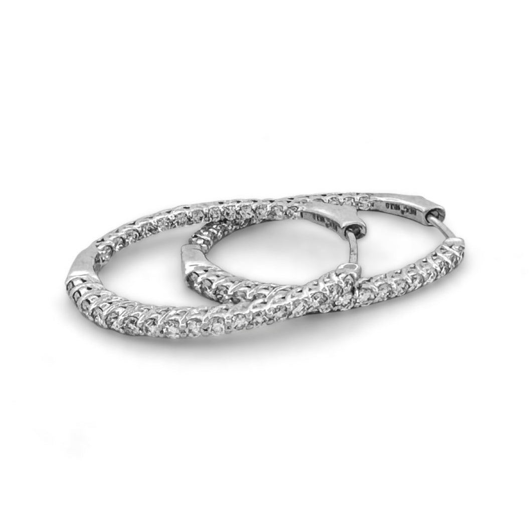 1.51ctw Round Brilliant Lab-Grown Diamond Inside-Out Hoop Earrings in 14kt White Gold