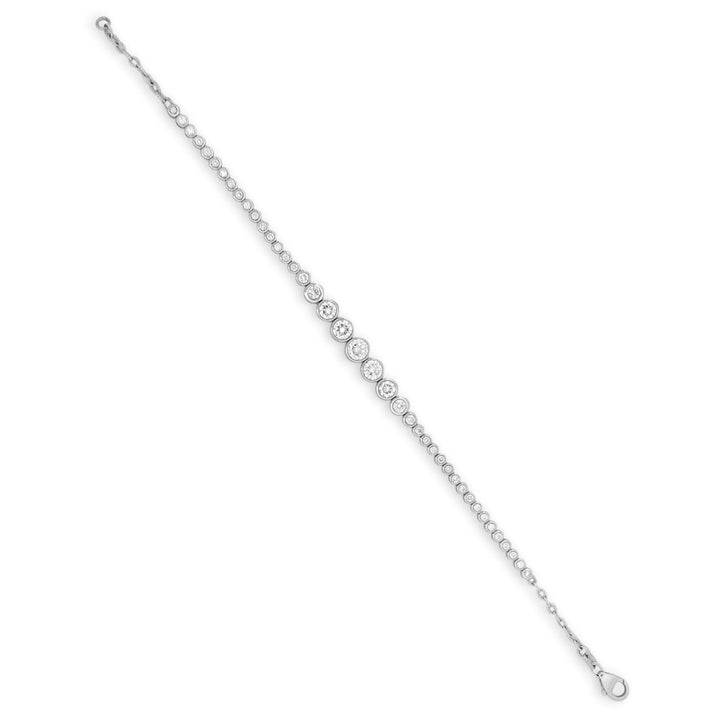 1.75ctw Graduated Round Brilliant Cut Lab-Grown Diamond Tennis Bracelet in 14k White Gold