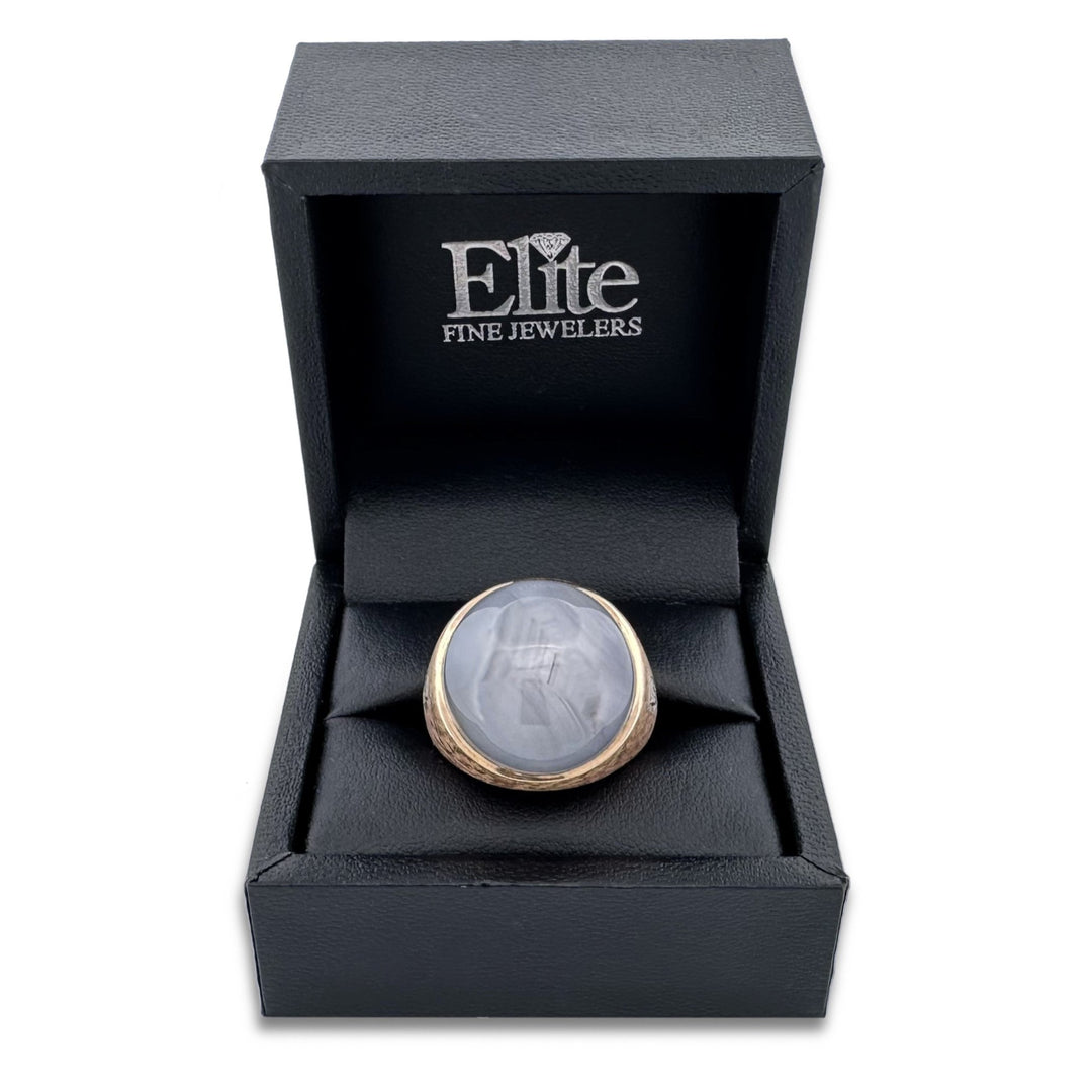 35cts Star Sapphire Cabochon and Diamond Men's Ring in 14k Yellow Gold