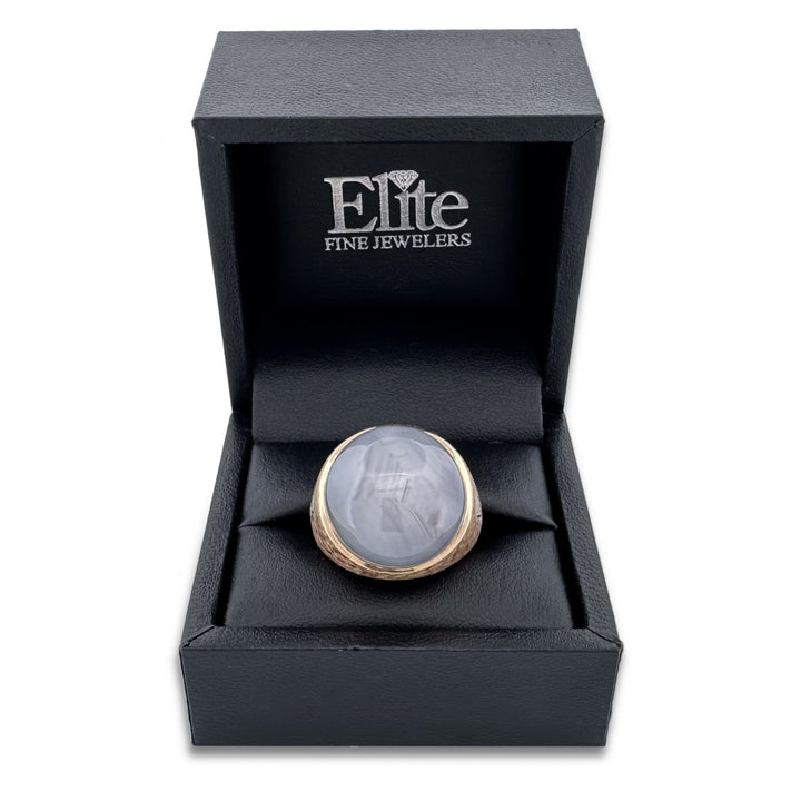 35cts Star Sapphire Cabochon and Diamond Men's Ring in 14k Yellow Gold