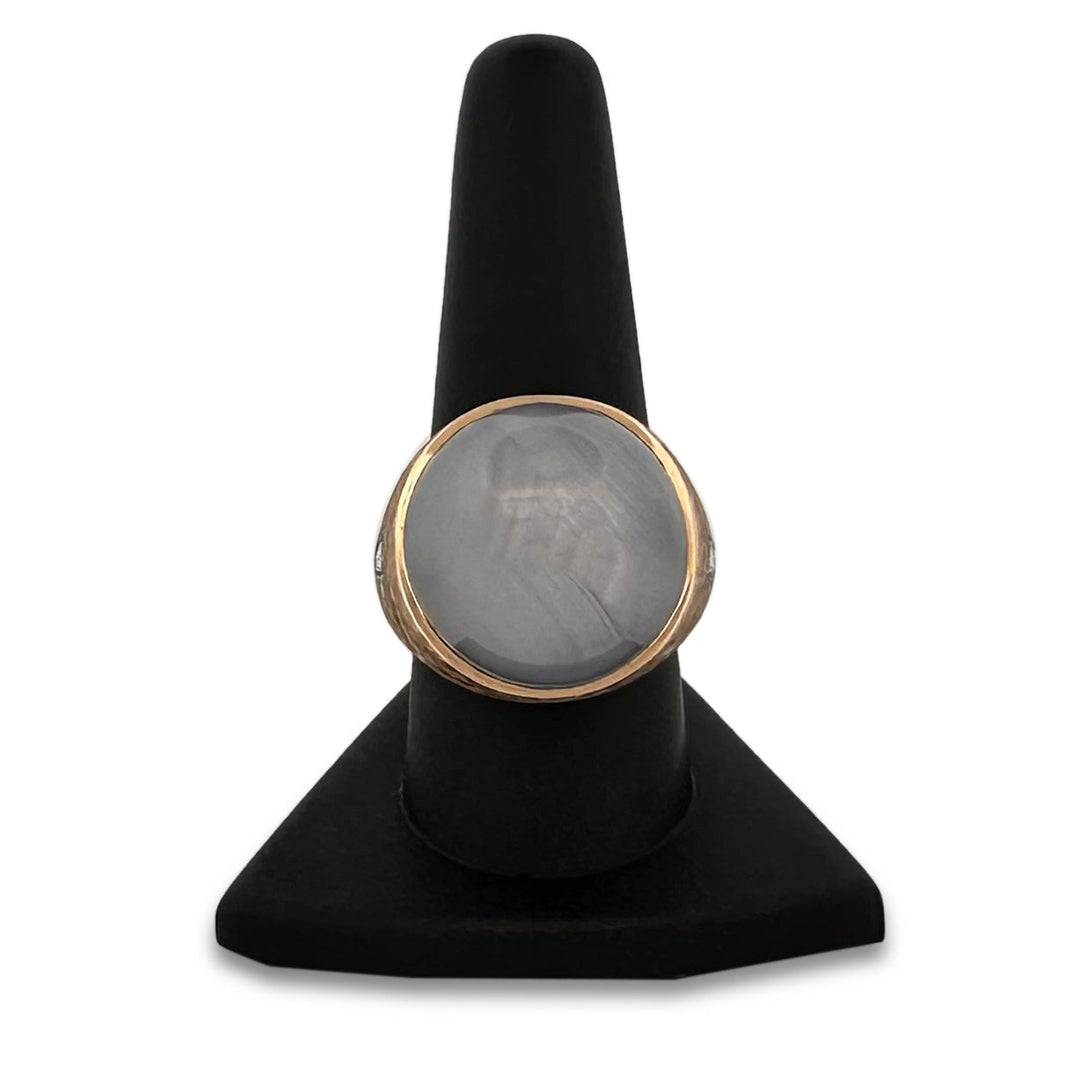 35cts Star Sapphire Cabochon and Diamond Men's Ring in 14k Yellow Gold