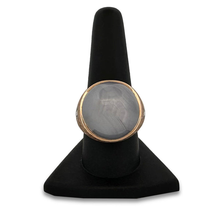 35cts Star Sapphire Cabochon and Diamond Men's Ring in 14k Yellow Gold